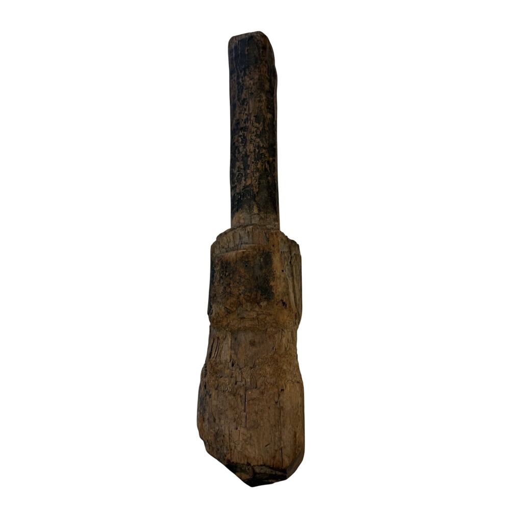 Antique New England Wooden Pestle Primitive Farmhouse Kitchen Tool Hand Carved